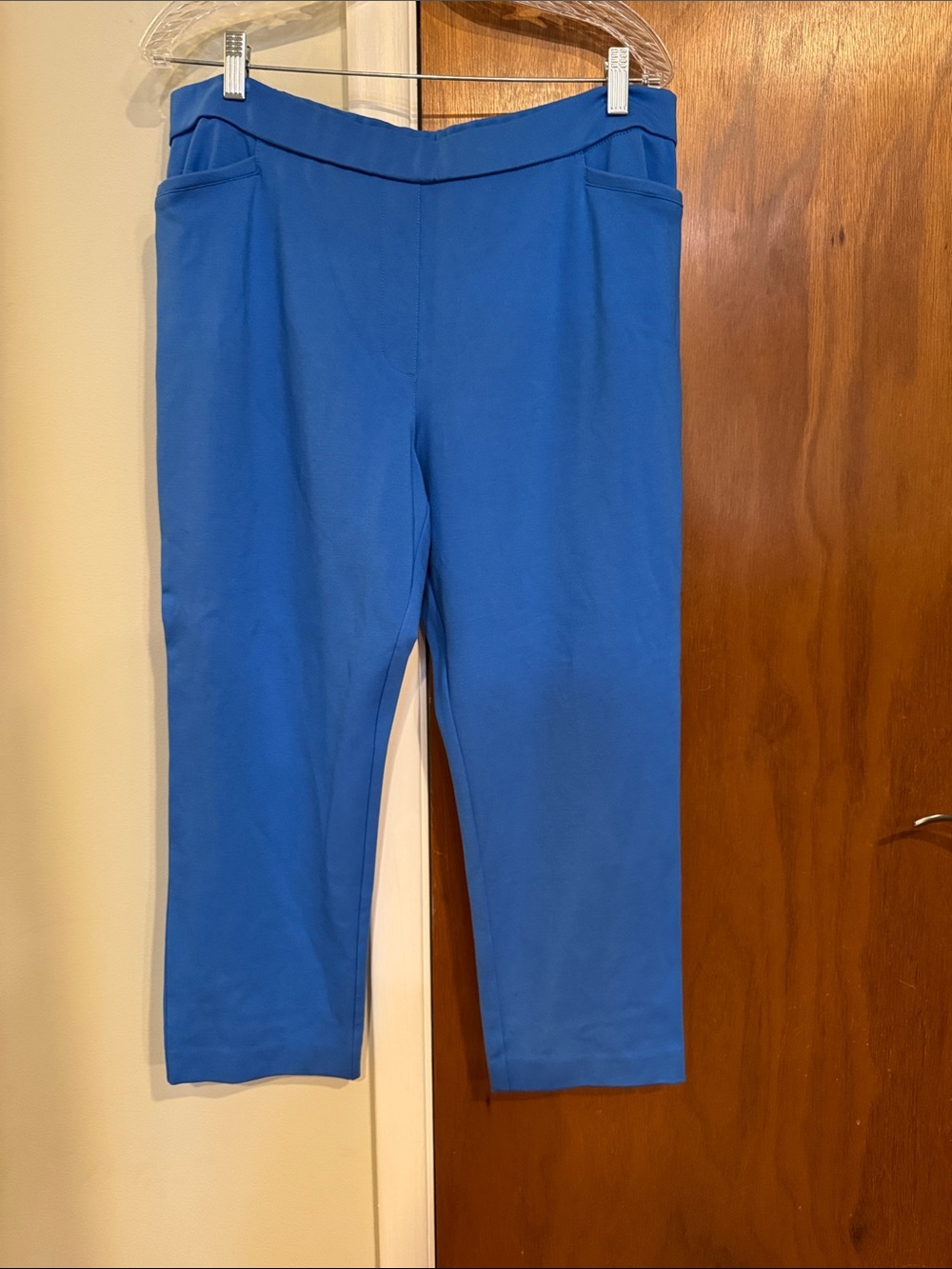 Susan Graver Blue Cropped Ponte Pants